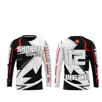 ออกแบบอิสระระเหิดรถจักรยานยนต์เสื้อยืด/bajuไมโครไฟเบอร์ Jersi/Baju jersey SHOPEE EXPRESS เสื้อยืด/SH