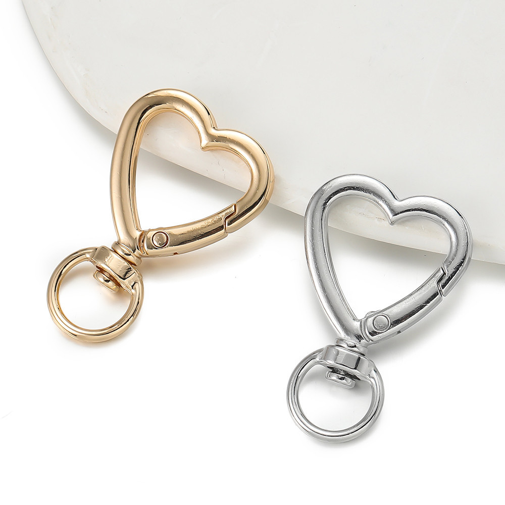 ST.KUNKKA 1/5อลู ตะขอล็อค มิเนียมอัลลอยด์รักพวงกุญแจทองเงินรูปหัวใจพวงกุญแจหมุนได้จี้รถพวงกุญแจวัสดุอุปกรณ์เสริม