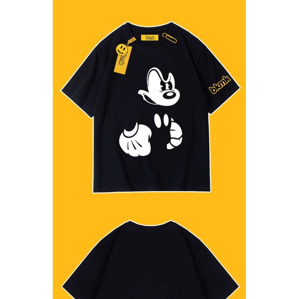 บีเคเอ็มเค การ์ตูนเสื้อยืดแขนสั้นย้อนยุคสําหรับผู้ชายผ้าฝ้ รูปที่ 5