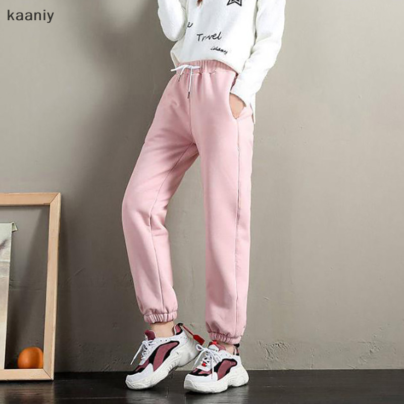 [KAN] ผ้าแคชเมียร์ ทรงหลวม ให้ความอบอุ่น และหนา สําหรับผู้หญิง แฟชั่นเกาหลี สําหรับผู้หญิง เอวสูง กางเกงวอร์มขากว้าง Y2k - รูปที่ 7