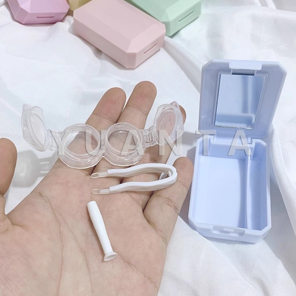 Yuanta อุปกรณ์คอนแทคเลนส์ ชุดกล่องกระจก สีหวาน กับคลิปเล็กๆ Eyeglasses Cases - รูปที่ 4