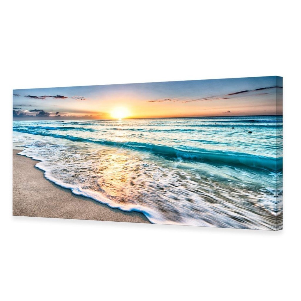 1 Piece Poster Canvas Prints Wall Art Beach Sunset Ocean Waves Nature Pictures Pictures to Photo Pai