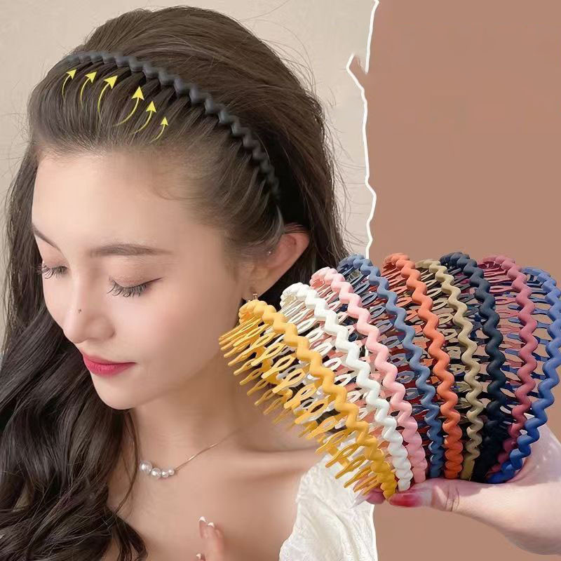 แฟชั่น Wave Headbands สีทึบฟัน Headwear Anti-slip ยางรัดผมสาว Face Wash กีฬา Hairbands Frosted ผม Hoop ผู้หญิงอุปกรณ์เสริมผม