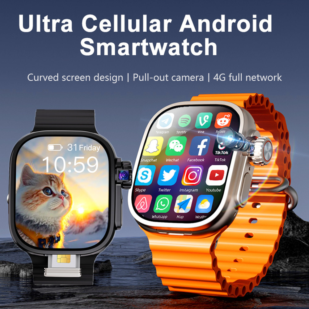 S9 Ultra3 สมาร์ทนาฬิกาซิมการ์ดและ WiFi JC02 Pro AMOLED หน้าจอโค้ง 4G Android Smartwatch กล้อง NFC GP