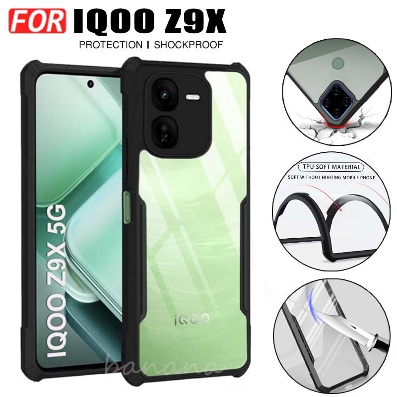 เคสกันกระแทกสําหรับ IQOO Z9x 5G Z9 5G Z9 Turbo IQOO 12 Pro เคสโทรศัพท์เกราะโปร่งใสอะคริลิค TPU Soft Anti-fall ปลอก