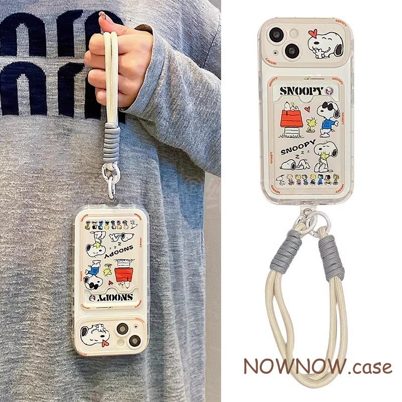 Ins การ์ตูนน่ารัก Snoopy แบบพกพาเคสโทรศัพท์สําหรับ iPhone 15 14 13 12 11 Pro MAX X XR XS MAX 7 8 Plus SE 2020 ปกอ่อน