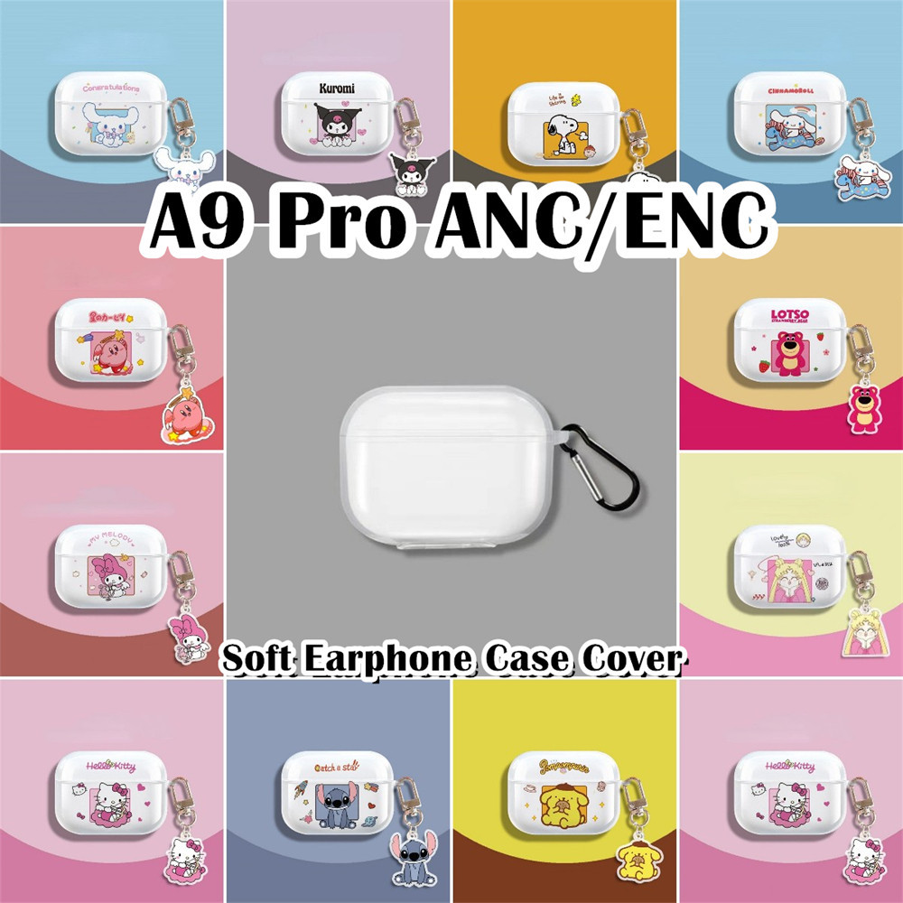 สําหรับ A9 Pro ANC/ENC กรณีหูฟังการ์ตูนปลอกซิลิโคนอ่อนนุ่มโปร่งใส