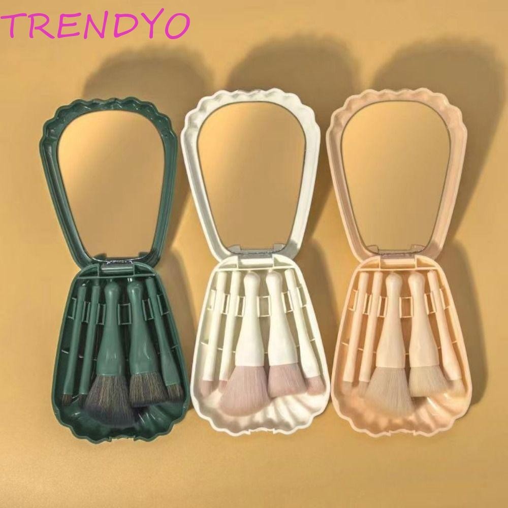 Trendyo ชุดแปรงแต่งหน้าสําหรับเดินทาง, แปรงแต่งหน้าอะคริลิคเชลล์พร้อมที่เก็บ, กล่องแต่งหน้า Quilting มัลติฟังก์ชั่นห้าตารางแต่งหน้า Brus ชุดเครื่องสําอาง