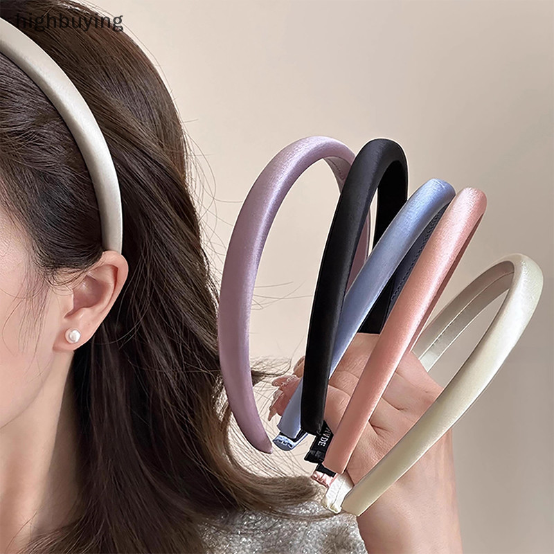 [highbuying] Vintage Solid Cream Color Hairband Sa Silk Hair Bands Headwear สําหรับผู้หญิงแฟชั่นผม Hoops อุปกรณ์เสริมผมใหม่สต็อก