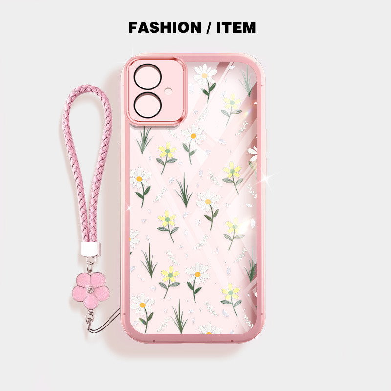 SAMSUNG ดอกไม้สดขนาดเล็กกันกระแทกเคสโทรศัพท์สําหรับsamsung Galaxy A06 A05S A05 A04E A04 A03 Core A03S A02S M02Sปลอกโปร่งใสฝาครอบป้องกันดอกไม้แขวนเชือก