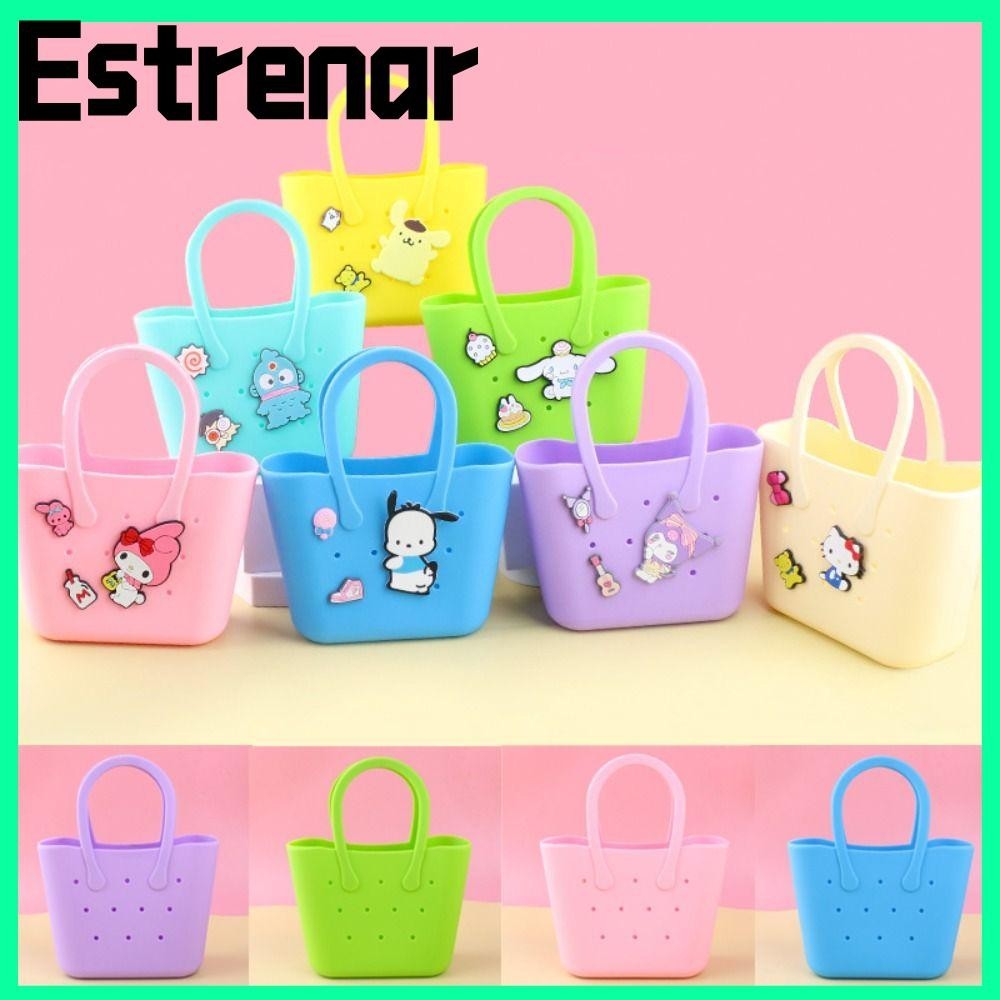 Estrenar Beach Bag, DIY Hole Mini Hole Tote Bag, Rubber Waterproof Beach Bogg Bag Children
