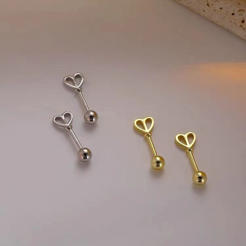 Heart Hollow Out Mini Cupids Arrow Stud ต่างหูผู้หญิงเจาะชุดต่างหูสําหรับเด็กต่างหูเงินชุด Sleep โดยไม่ต้องถอดสไตล์ทุกวันอุปกรณ์เสริมเครื่องประดับ