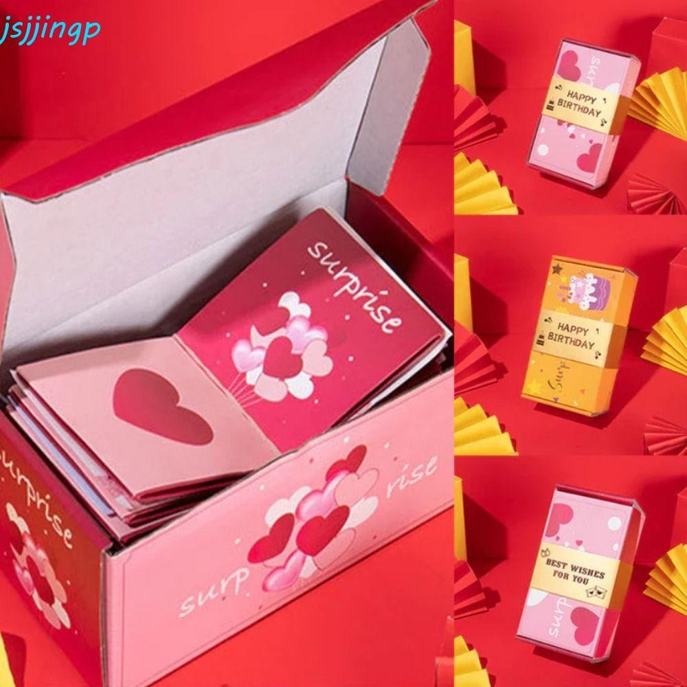 Jsjjingp กล่องของขวัญระเบิดเงินสด, กล่องเด้งเซอร์ไพรส์หรูหราแสนสนุก, กระดาษซองจดหมายสีแดง Pop Up กล่องเงินเซอร์ไพรส์คริสต์มาส