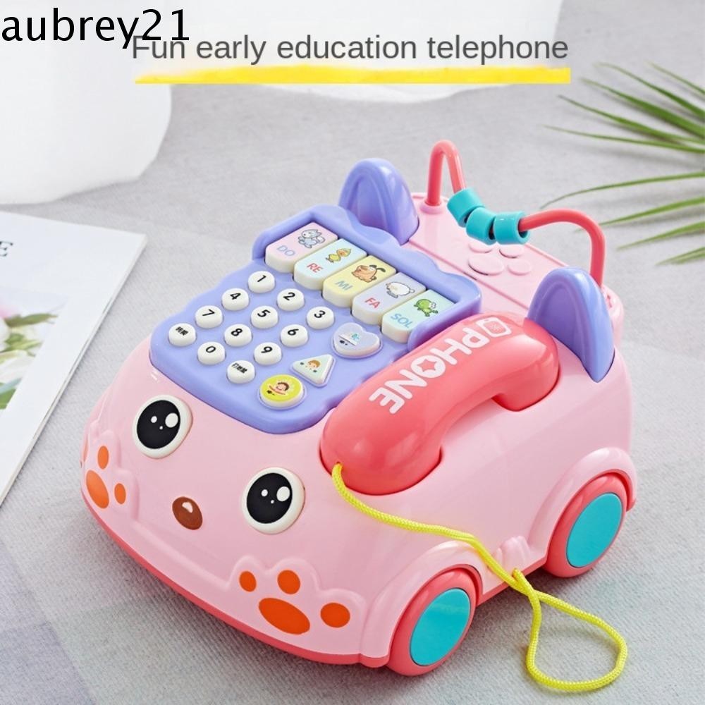 Aubrey1 รถเพลงเด็ก,การ์ตูนรถบัสรูปร่างเด็กโทรศัพท์ของเล่น,มัลติฟังก์ชั่การศึกษาของเล่นเสริมพัฒนาการจําลองการเรียนรู้ต้น|โทรศัพท์ไฟฟ้า