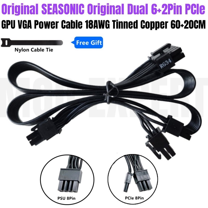 Seasonic PSU 8Pin to Dual 6+2Pin PCIe VGA GPU สายไฟสําหรับ CORE GM-650 SSR-650LM, GM-550 SSR-550LM, 