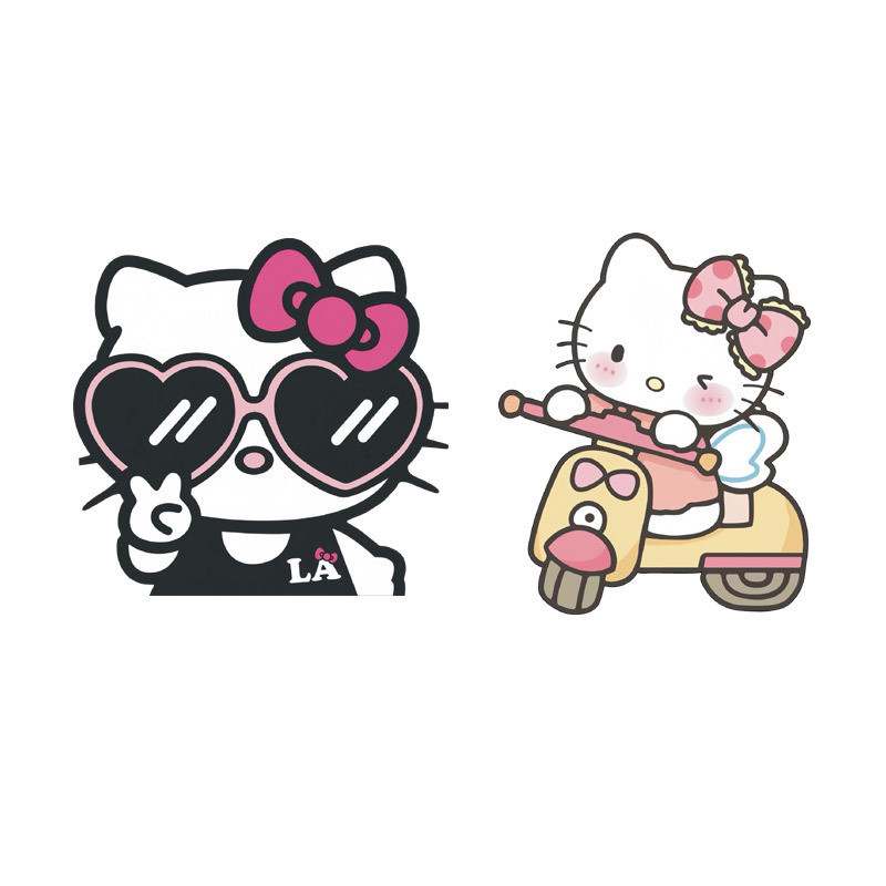 Kt Hello Kitty รถยนต์ไฟฟ้ารถจักรยานยนต์รถสติกเกอร์กันน้ําสติกเกอร์กันชนรถยนต์ Decals หน้าต่าง Body Scratch ฝาครอบสติกเกอร์ตกแต่งรถยนต์