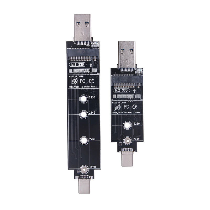 Dual Protocol M2 SSD อะแดปเตอร์ 10Gbps USB 3.2 GEN2 USB-A + ประเภท C Riser RTL9210B ชิป B + M/M คีย์