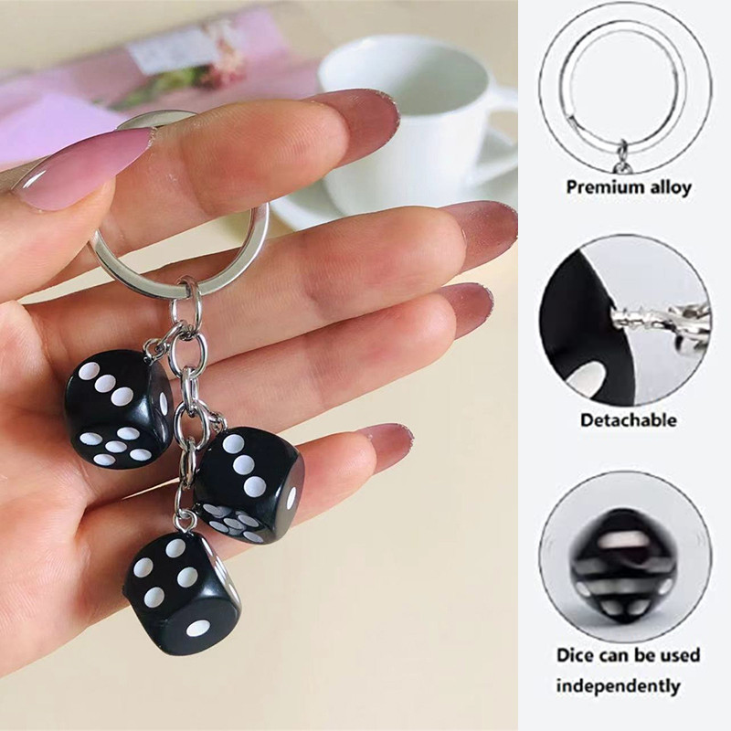 Creative ลูกเต๋า Key Chain 3D เรซิ่นลูกเต๋า Amulet Charms พวงกุญแจสําหรับผู้หญิงสาวกระเป๋าถือรถ Pendnats Casino งานปาร์ตี้ของขวัญ