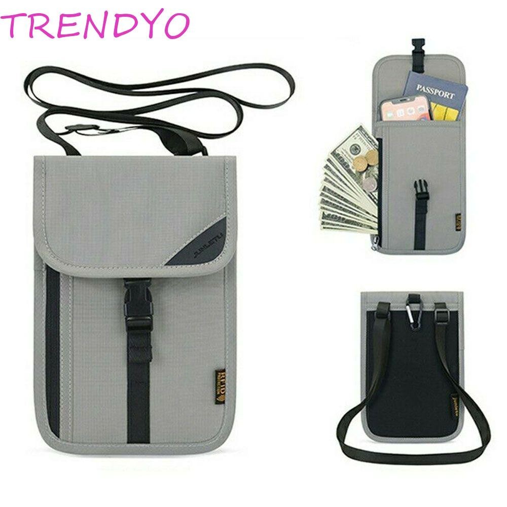 Trendyo กระเป๋าคล้องคอกระเป๋าเข็มขัดมัลติฟังก์ชั่นแบบพกพา ID Card Holder Storage Bag Fanny Pack Passport Holder