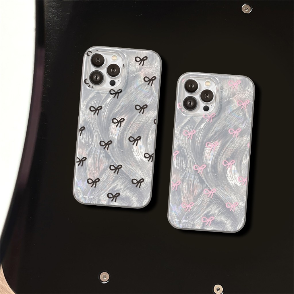 Iphone Soft Silicone Small Bow Case ไฟสีเงิน กันกระแทก ป้องกันกล้อง - iP 6 /6s /7 /8 /Plus /X /XR /11 /12 /13 /14 /15 / Pro /Max