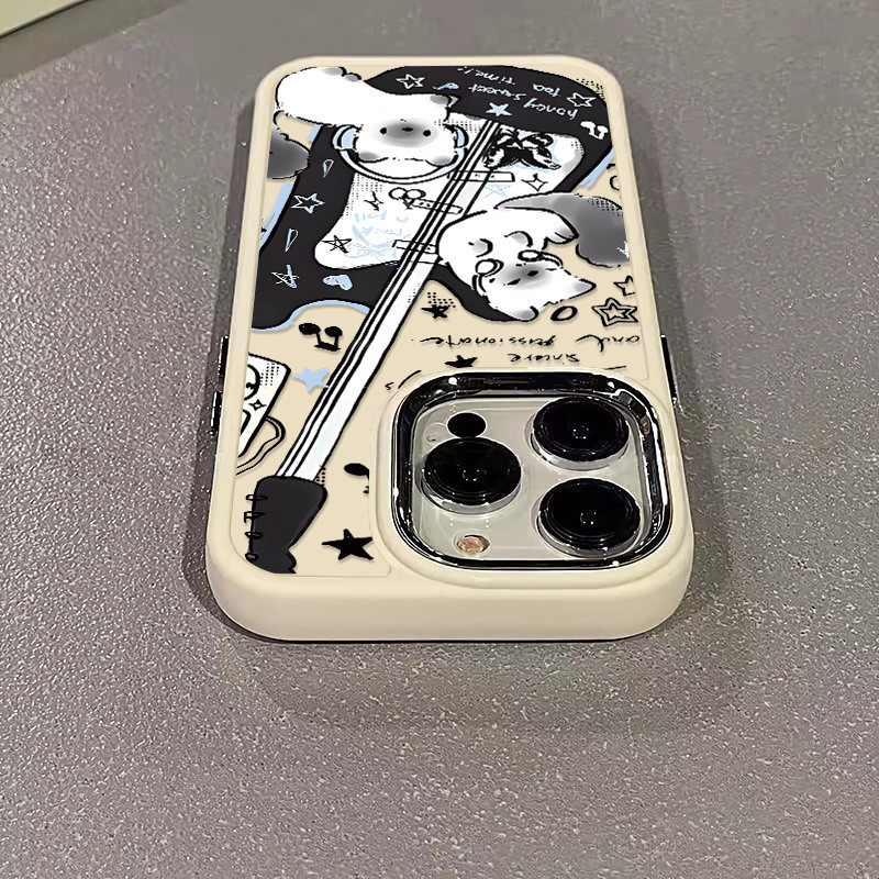 Graffiti กีตาร์รูปแบบสร้างสรรค์เคสโทรศัพท์สําหรับ IPhone 15 14 13 12 11 Pro X XR XS MAX Se2020 7/8 Plus ซิลิโคนอ่อนนุ่มรวมทุกอย่างเคสกันกระแทก