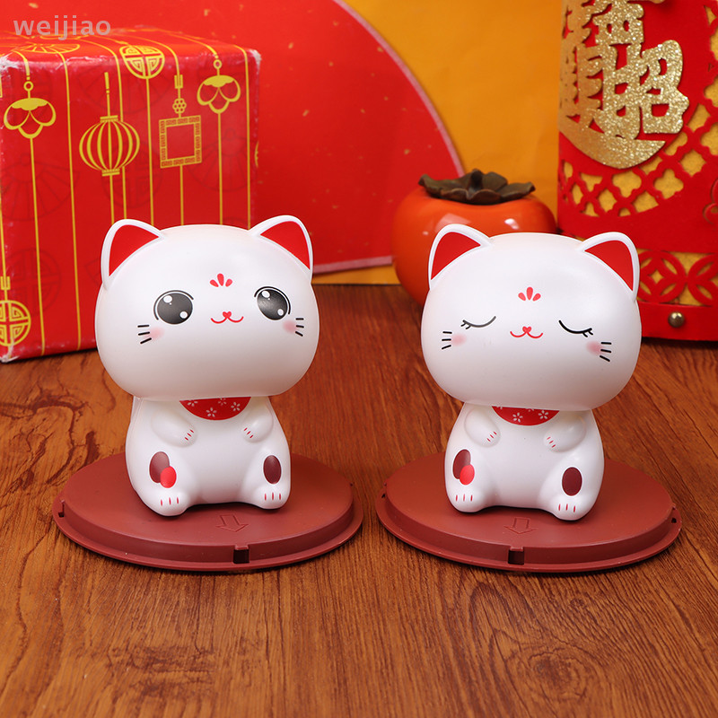 [WEI] น่ารักพลังงานแสงอาทิตย์อยากแมวเขย่าหัวแมวตกแต่งบ้าน Waving Cat Decor เครื่องประดับรถยนต์ตุ๊กตารูปตุ๊กตาตกแต่งรถดี
