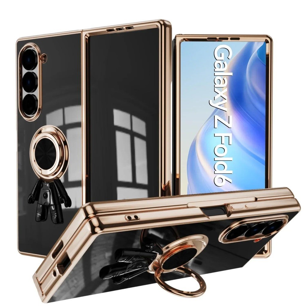 SAMSUNG 6d นักบินอวกาศElectroplatingเคสโทรศัพท์สําหรับSamsung Galaxy Zพับ 6 5 4 Fold6 Fold5 Fold4 5Gผู้ถือแหวนกันกระแทก