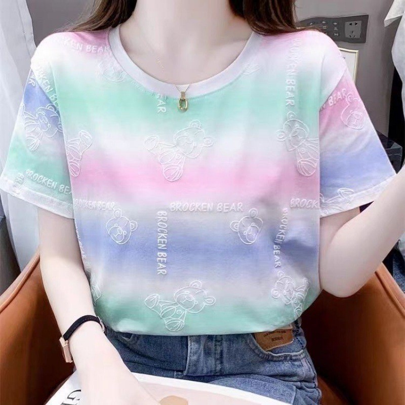 🦄Olivia🦄เสื้อสื้อยืดลายหมีพาสเทล oversize แขนสั้นผู้หญิง #KB12 - รูปที่ 7