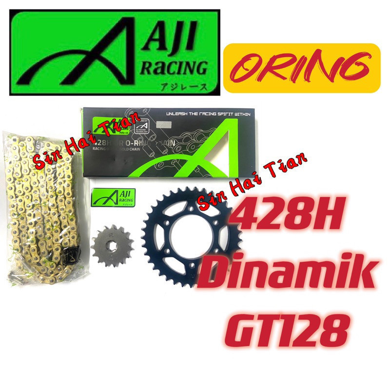 428 AJI ORING DINAMIK GT128 428 ชุดเฟืองโซ่และโซ่ Oring 3In1 เฟืองและญี่ปุ่นรถจักรยานยนต์ Heavy Chai