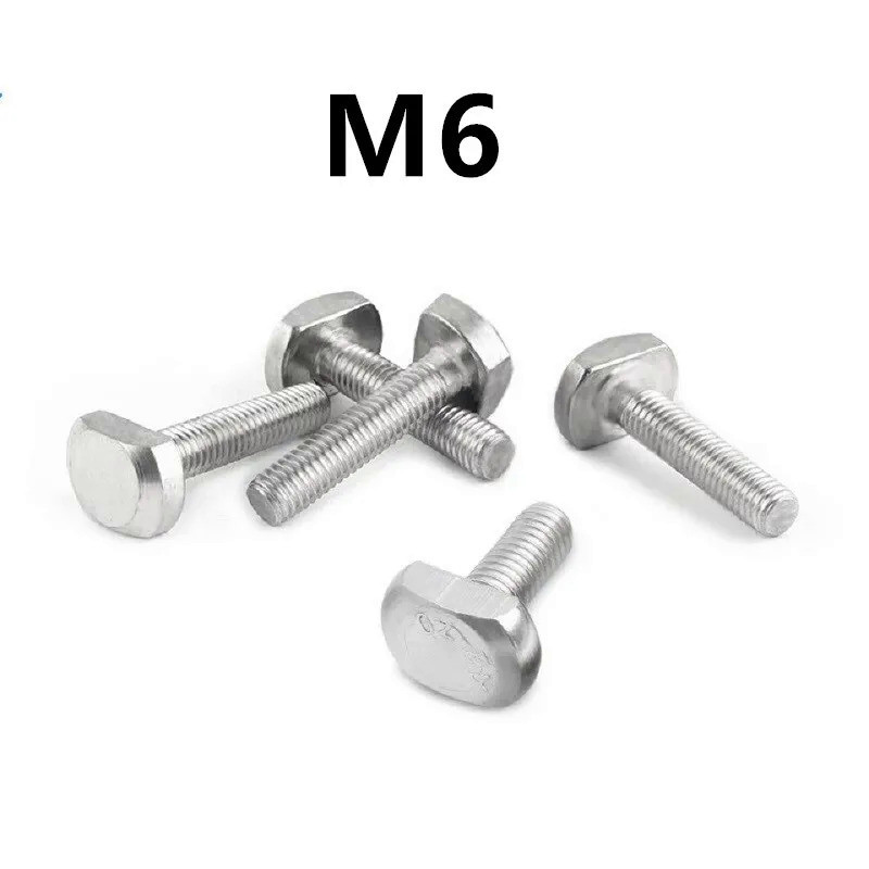 10pcs/lot M6x12/16/20/25/30/35/50mm Bolts for T-Slot GB37 stainless steel T bolt T screw Square bolt