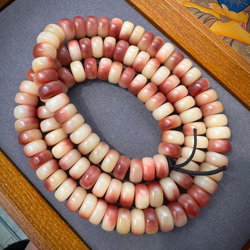 Vòng Tay Bracelet กระดูกอูฐธรรมชาติ108ลูกปัดลูกประคำลูกปัดแบบทิเบตเล่นสร้อยข้อมือลูกปัดถังเลือดครึ่งเลือด