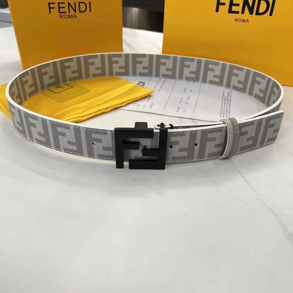 เข็มขัด Fendi Letter Printing Belt Mens Genuine Leather Fashion All-Match 2024