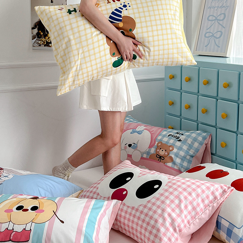 Ins StyleSuper สัตว์น่ารักพิมพ์ผ้าฝ้าย 100% 1200TC ปลอกหมอนพิมพ์ดิจิตอลซองจดหมาย Pillowcover 48*74 ซม.*1 ชิ้น