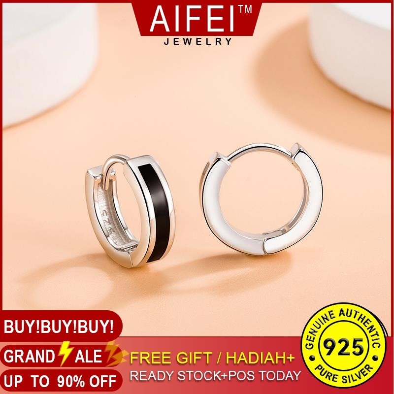 AIFEI JEWELRY แท้ เงิน เครื่องประดับ เครื่องประดับ ห่วง แฟชั่น หนีบ ตุ้มหู ผู้หญิง เกาหลี 925 Silver ต้นฉบับ ต่างหู แหวนที่เรียบง่าย E390