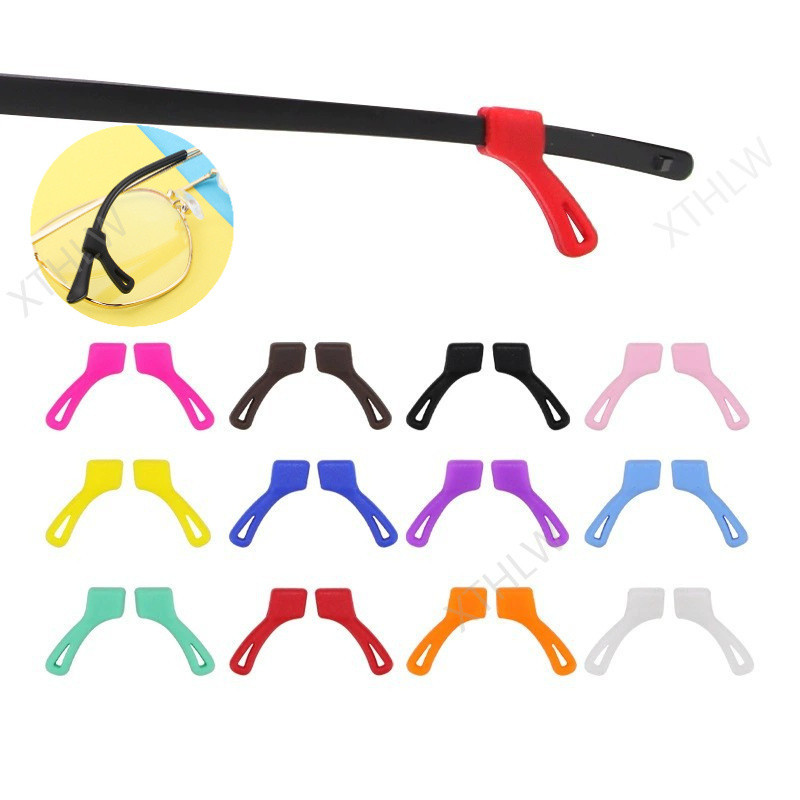 ขนาดเล็ก24มิลลิเมตร/12สีที่มีอยู่/1คู่/แว่นตาอุปกรณ์เสริม/ซิลิโคนลื่นแขนแว่นตาลื่นแขนหูตะขอหูคลิปแว่นตาป้องกันการตกกีฬากันลื่นแขนหูตะขอ