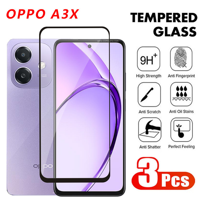 กระจกนิรภัยสําหรับ OPPO A3X 5G 2024 ป้องกันหน้าจอคลุมทั้งหมดกระจกป้องกันสําหรับ OPPOA3X 3X 3 X CPH2681 ฟิล์มแก้ว