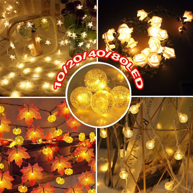 🎇พร้อมจัดส่ง🎇ไฟประดับ ไฟแต่งห้อง แบตเตอรี่ 10/20/40/80LED ไฟเชอรี่ ไฟปิงปอง