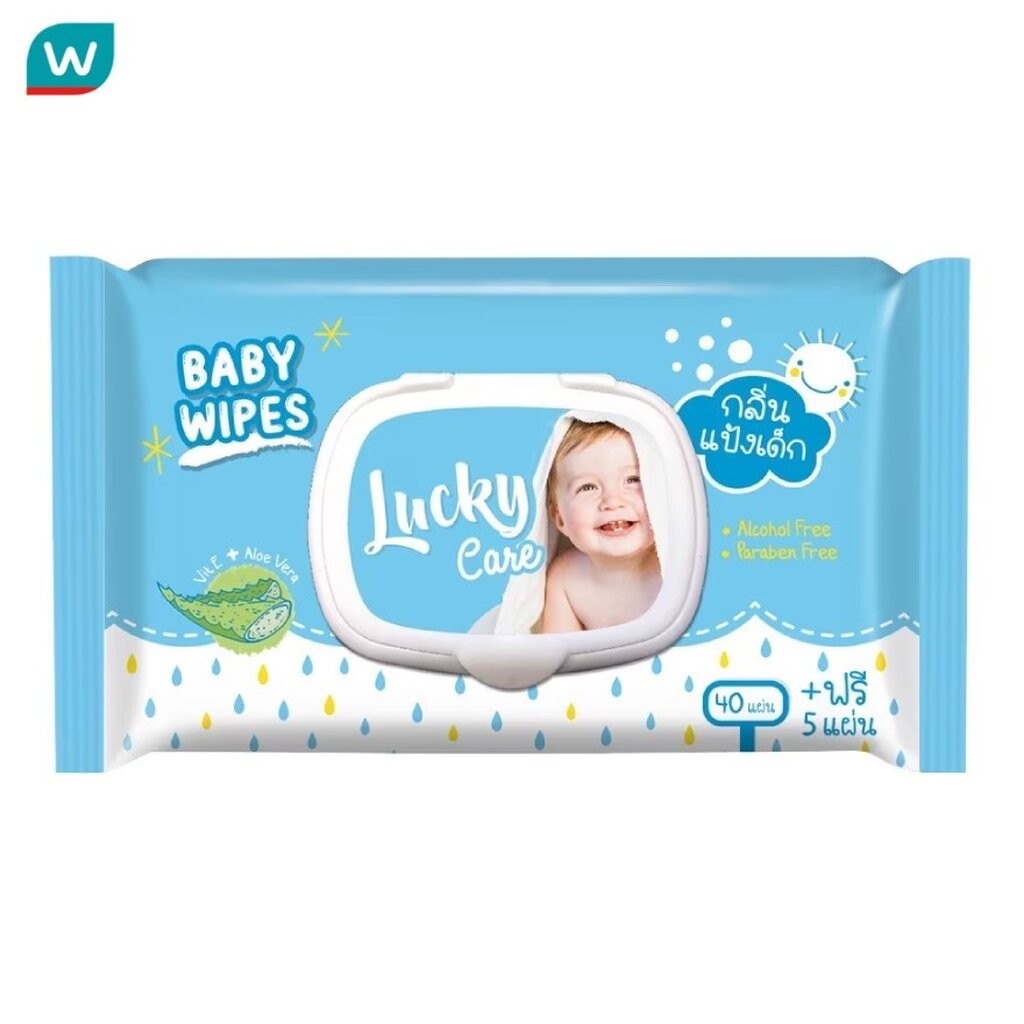 Lucky ลัคกี้ คลีน ทิชชู่เปียก กลิ่นแป้งเด็ก 45แผ่น