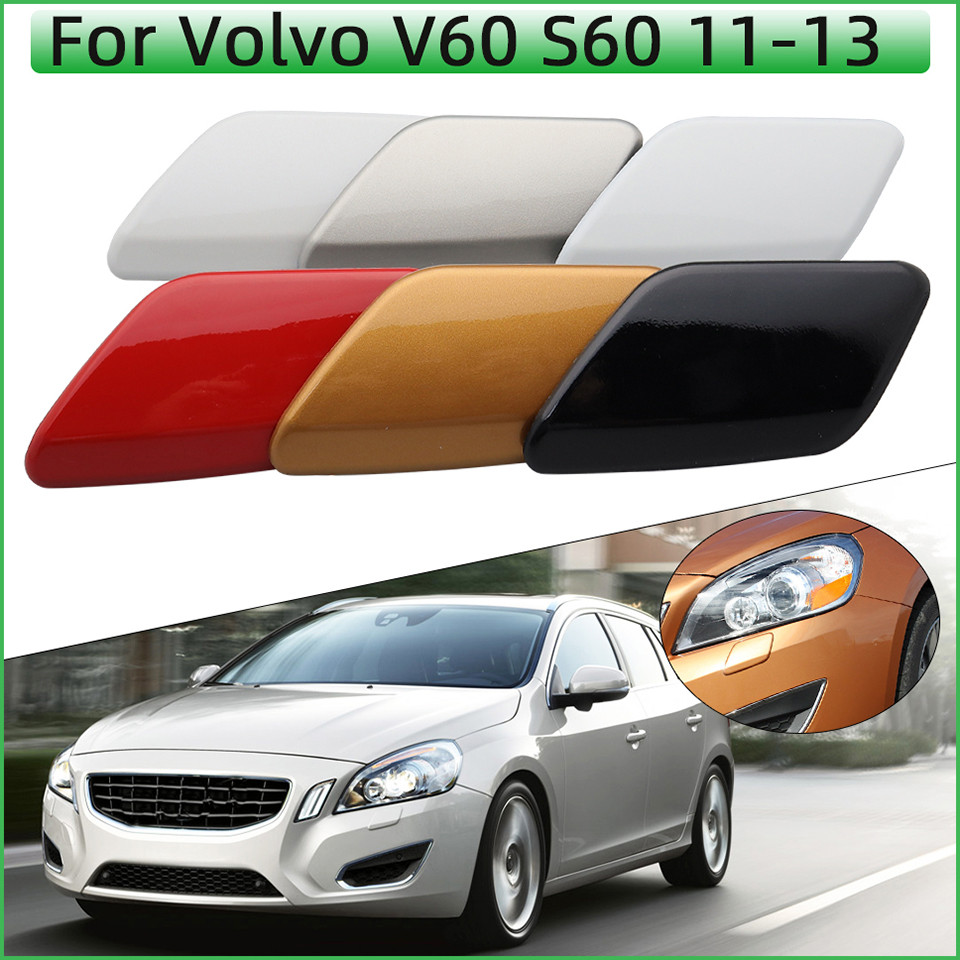 Xm กันชนหน้าไฟหน้าหัวฉีดเครื่องซักผ้าฝาครอบสเปรย์สําหรับ Volvo V60 S60 2011 2012 2013 39802699 39802681 ฝาทําความสะอาดไฟหน้า
