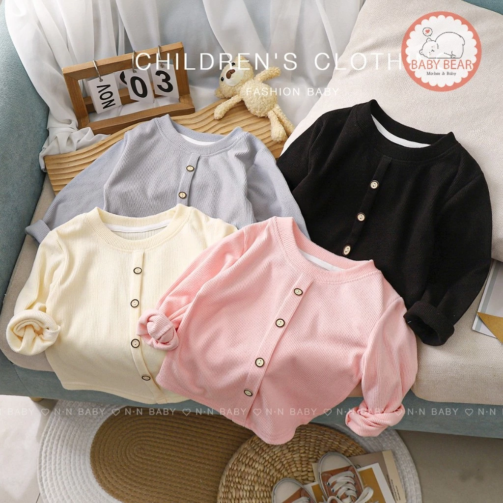 เสื้อแขนยาวเด็ก สเวตเตอร์เด็ก กันหนาวแต่งกระดุม ใส่ได้ทั้งเด็กผู้หญิงและเด็กผู้ชาย