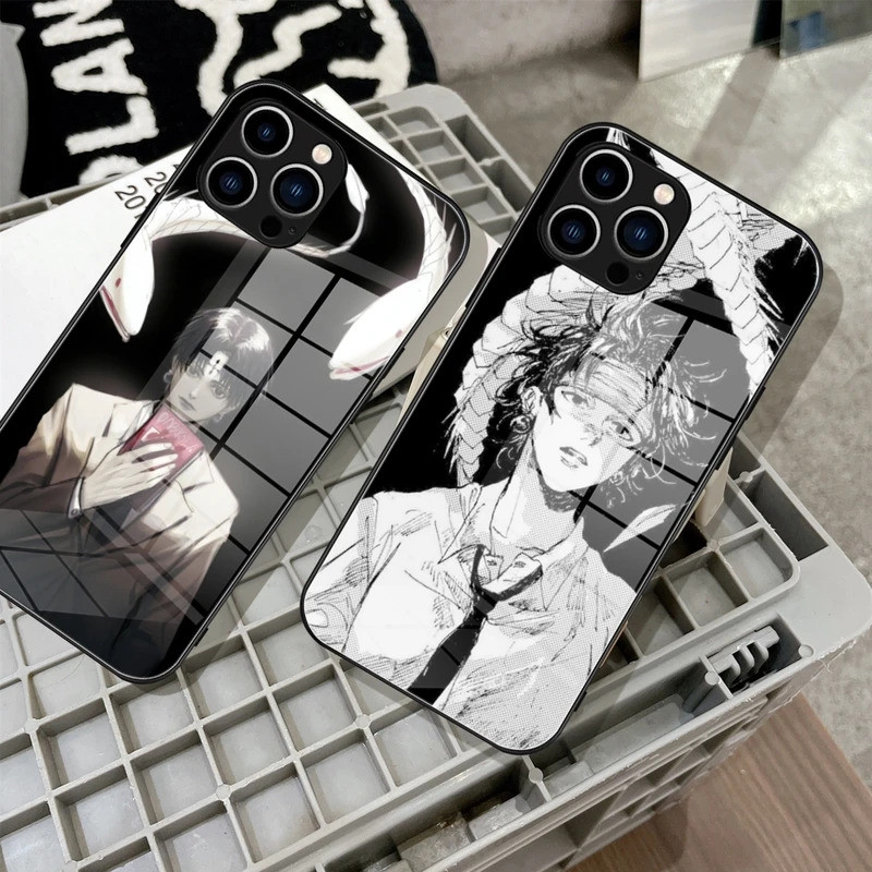 BK-1 Chrollo Lucilfer HxH อะนิเมะเคสโทรศัพท์กระจกนิรภัยสําหรับ IPhone 17,15 14 11 12 Pro Plus 13 Pro Samsung S24 Ultra S23 Fe S22 ครอบคลุม