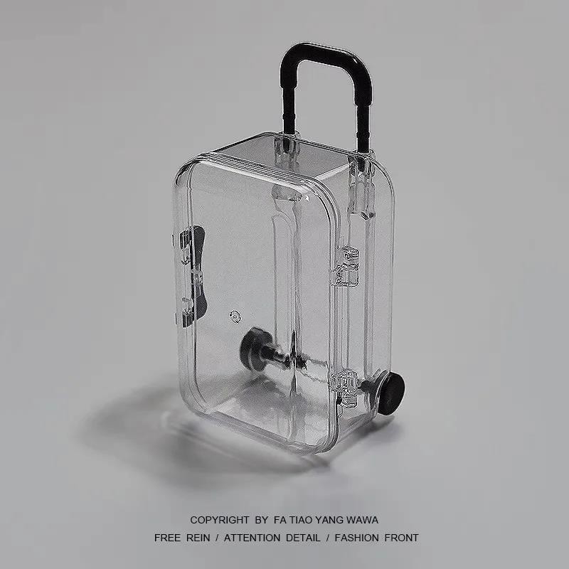 Simple ins Style Mini Small Trolley Case กล่องเครื่องประดับโปร่งใสต่างหูเครื่องประดับผม Tidy-up กล่องเล็ก