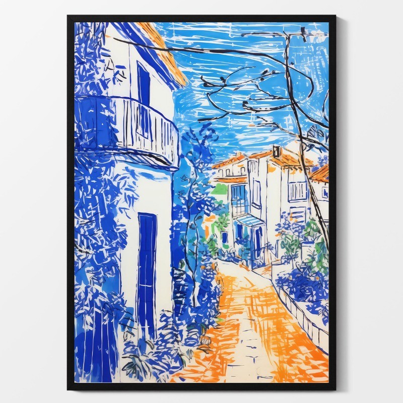 สีสันบทคัดย่อการเดินทางภูมิทัศน์โปสเตอร์กรีกสถาปนิกจุดชมวิวภาพวาดผ้าใบboho Wall Artห้องนั่งเล่นตกแต่งบ้าน - รูปที่ 3