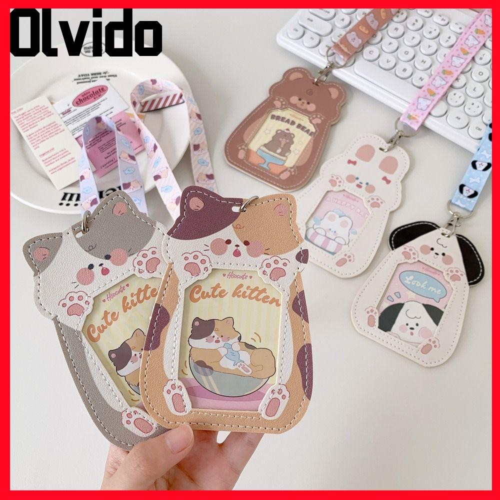 ที่ใส่โฟโต้การ์ด OLVIDO, ตัวป้องกันภาพการ์ตูน Kawaii , พร้อมเชือกเส้นเล็ก ที่ใส่บัตร PU น่ารัก