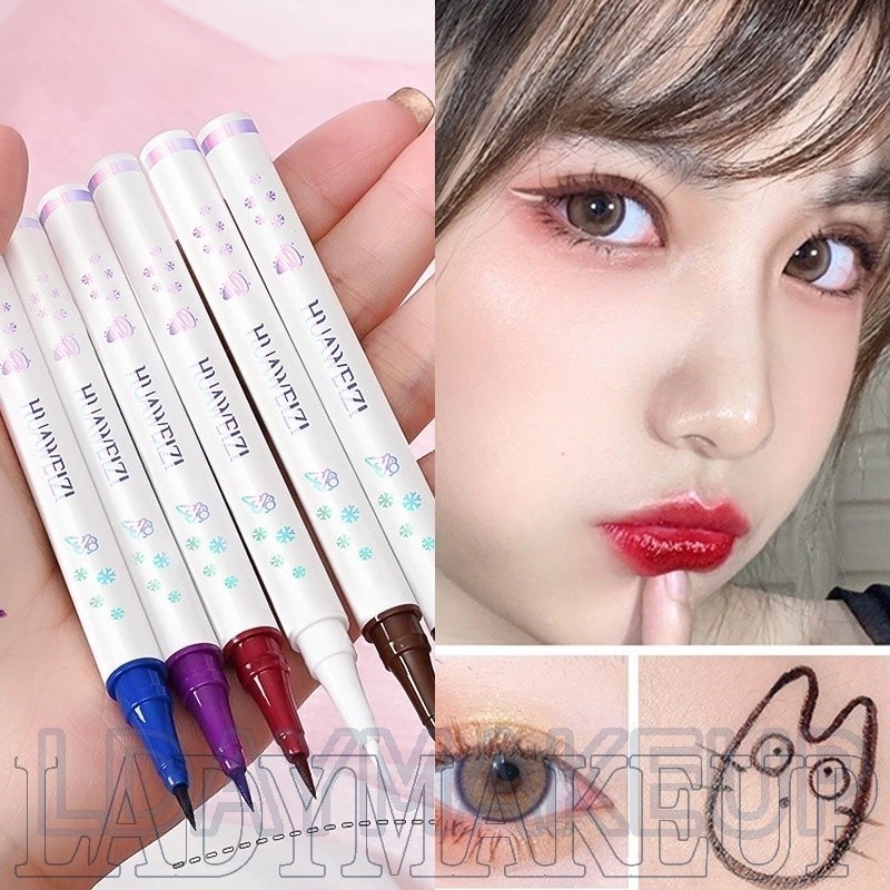 สีสันกันน้ํายาวนานตาซับปากกา-แห้งเร็วเนียนอายไลเนอร์-สีหัวนุ่มอายไลเนอร์ดินสอสายวิจิตรสีน้ําตาลอายไลเนอร์ปากกาหญิงตาแต่งหน้าเครื่องสํา