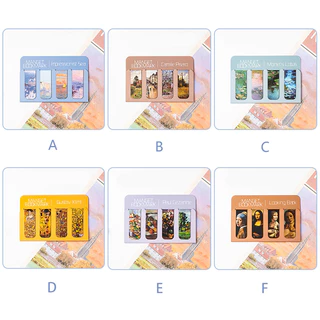 4 ชิ้น Aesthetic Art series ที่คั่นหนังสือแม่เหล็กนักเรียนพับ Mini Book Page Holder Art Bookmarks