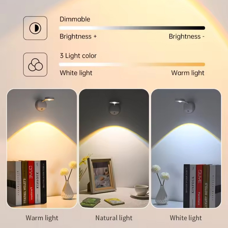LED เซ็นเซอร์ตรวจจับการเคลื่อนไหวของมนุษย์ ไฟติดผนัง USB ชาร์จได้ ห้องครัว ห้องนอน ไฟ LED อัจฉริยะแบบไม่ต้องใช้สายไฟ - รูปที่ 2