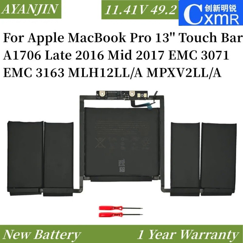 ✪11.41V 49.2WH A1819 Battery for Apple MacBook Pro 13'' Touch Bar A1706 Late 2016 Mid 2017 EMC 3071 
