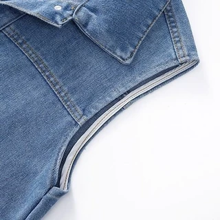 กระเป๋าใหญ่ All-Match Denim เสื้อกั๊กแจ็คเก็ตผู้หญิงฤดูใบไม้ผลิฤดูใบไม้ร่วงสไตล์ใหม่เวอร์ชั่นเกาหลีหลวม Slimmer ดูเสื้อกั๊กด้านบน