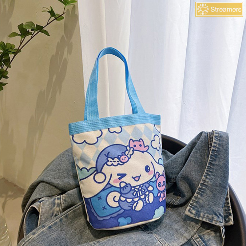 {Streamers} Tote Bag Cute Pring Shoulder Bag Outdoor Portable Handbag Cartoon Student Canvas Bag Shopping Bag New